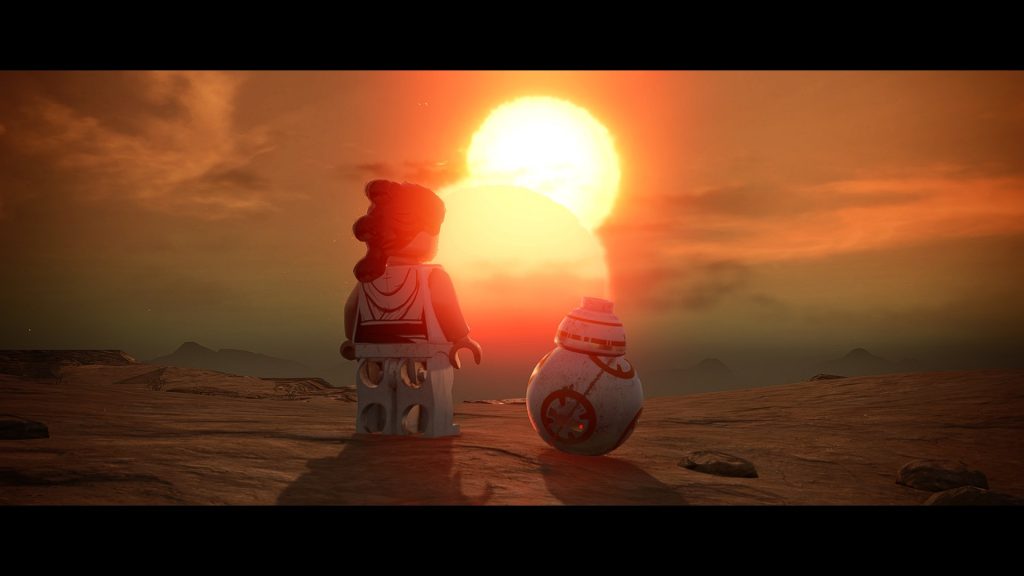 LEGO Star Wars: The Skywalker Saga Rey and BB-8 Watching the Binary Sunset