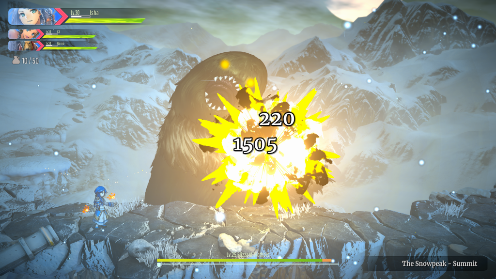 Battling a boss on the mountains in Eiyden Chronicle: Rising