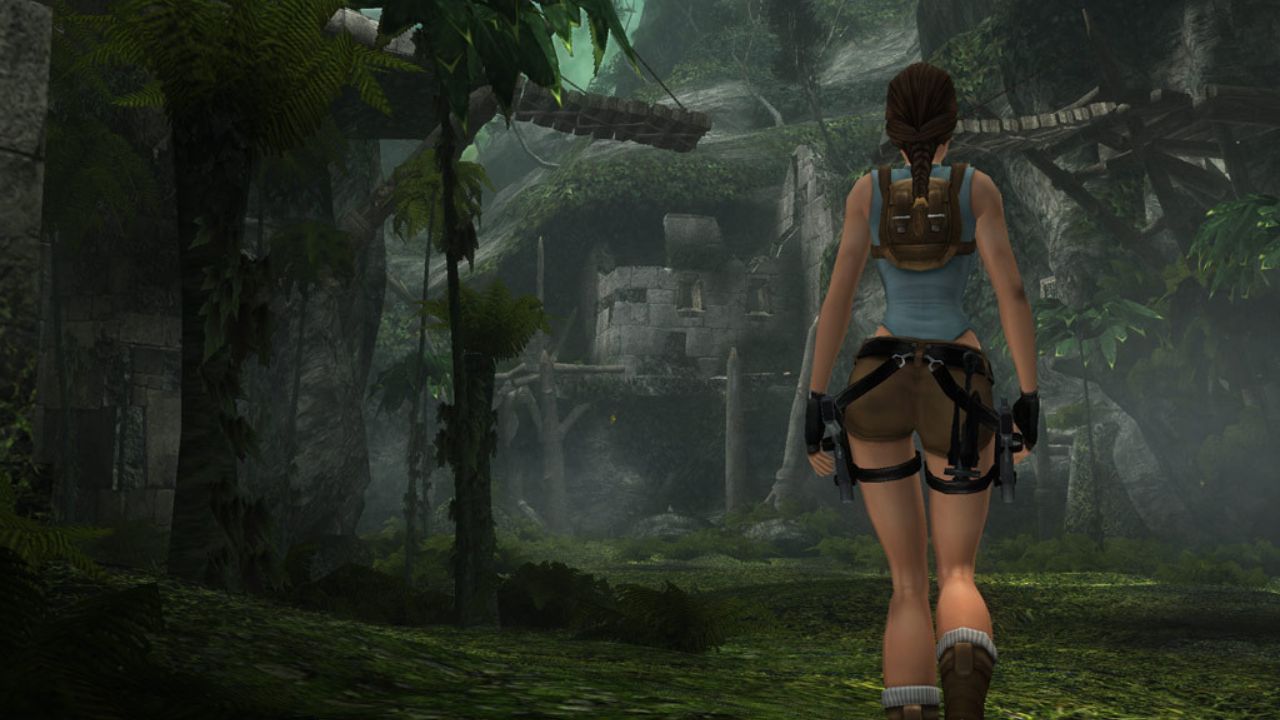 Lara Croft가 Tomb Raider Anniversary Edition의 정글에 들어갑니다.
