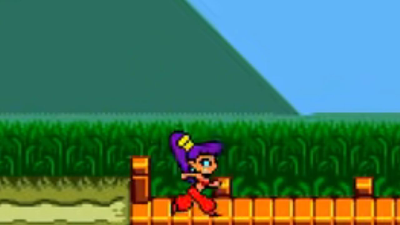 Shantae running across a bridge