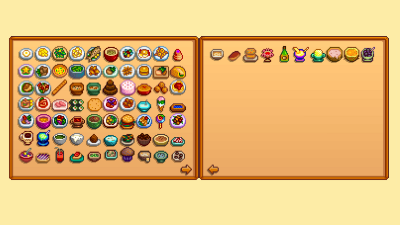 Готовка стардью валлей. Stardew Valley коллекции. Stardew блюда. Stardew Valley food. Лягушка Stardew Valley.