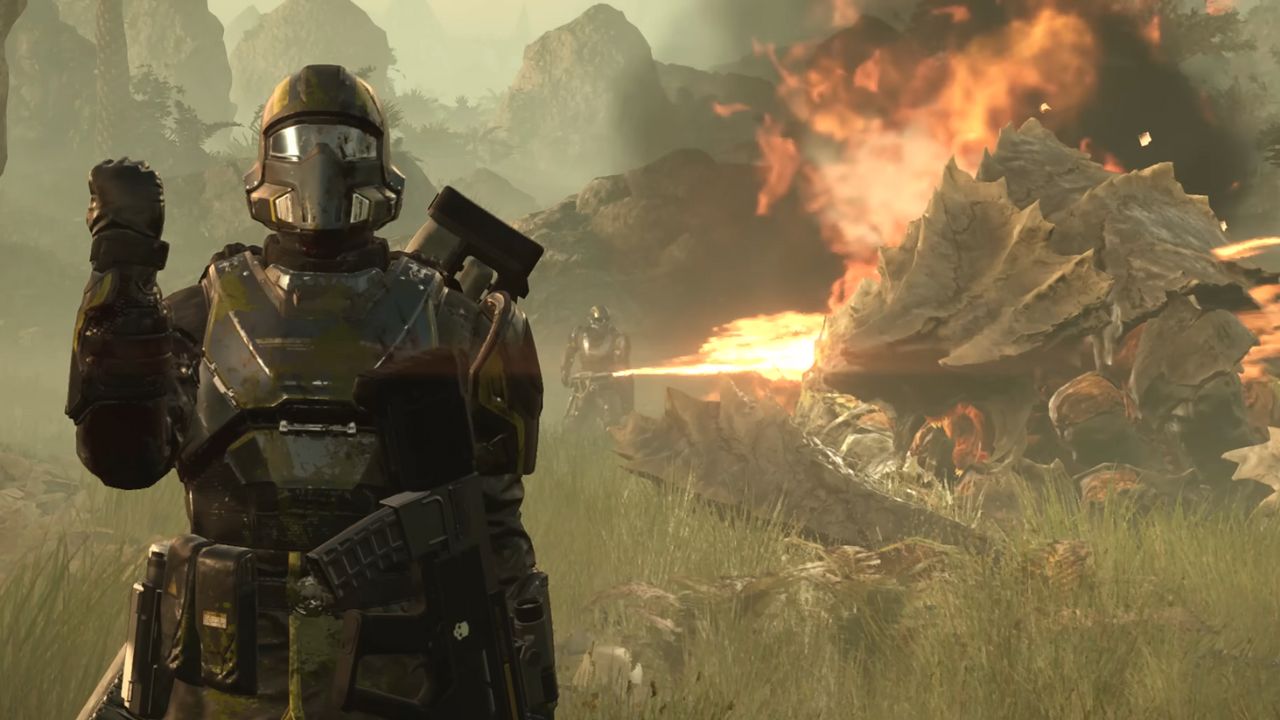 Helldivers 2 Flamethrower being used