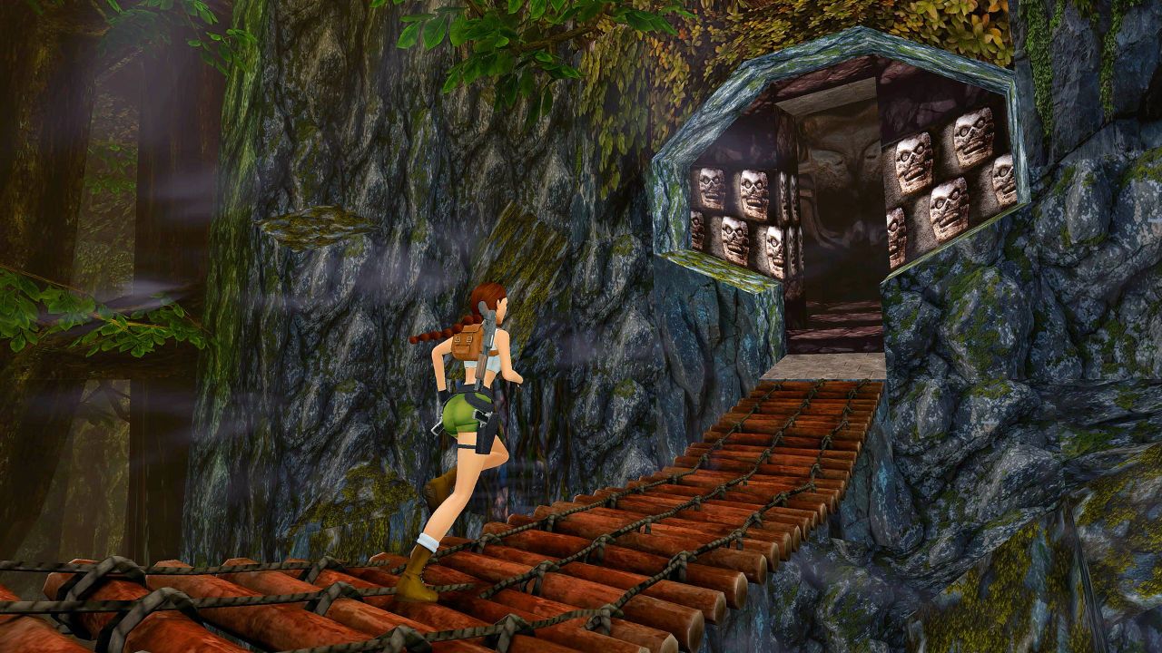 Lara Croft running into a cave in Tomb Raider 2